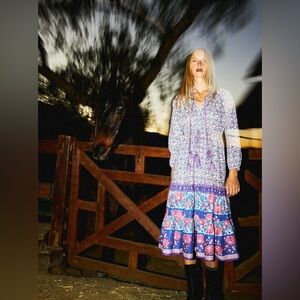 MILLIE ASTRID FLORAL MIDI DRESS IN BLUEBELL, Size Large